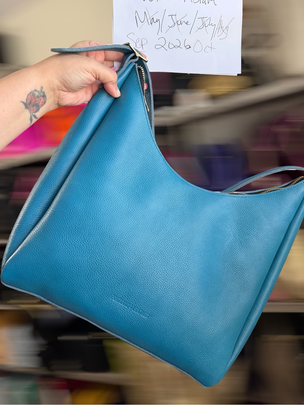 Portland leather goods pebbled blue sky large aspen shoulder bag